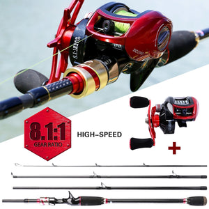 4 sections Carbon Fiber Baitcasting Rod & Reel Combo Set –  bestfishinstore.com